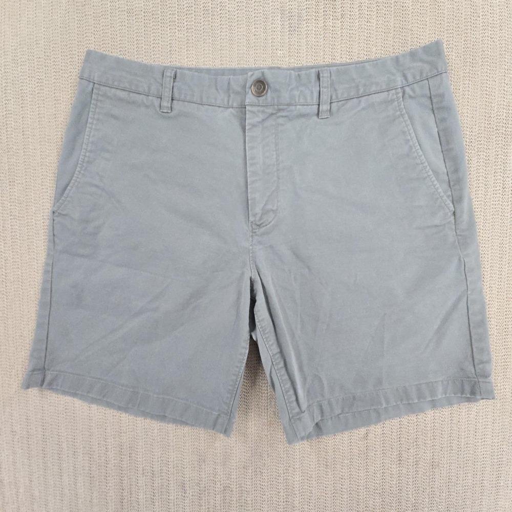 Bonobos Gray Stretch Washed Chino Shorts Mens 33 Green 7" Flat Front Casual